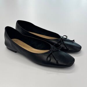 SCHUTZ Arissa Black Leather Ballet Flats